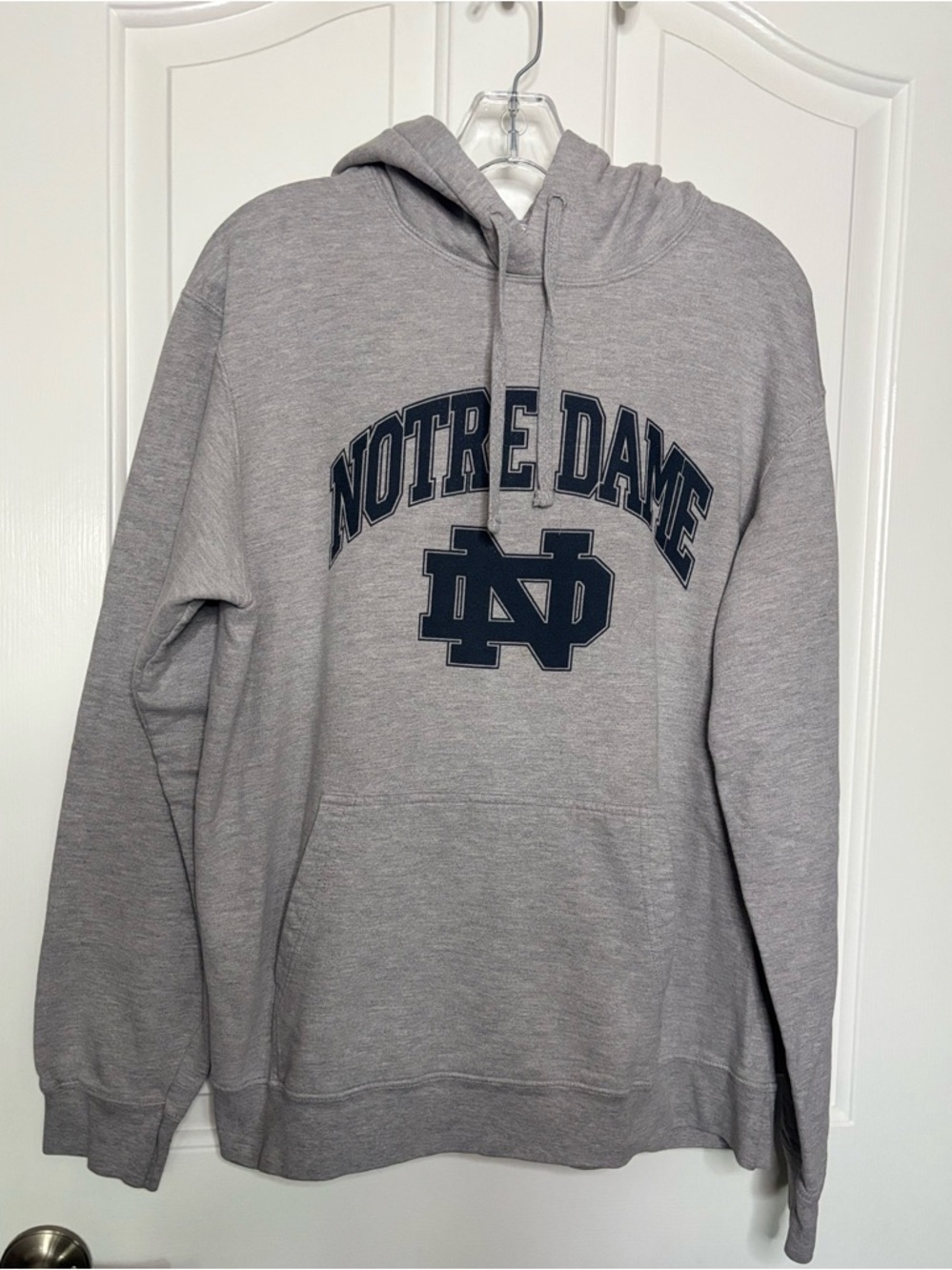 EUC Port & Company NOTRE DANE Men's Gray Hoodie Sweatshirt size L